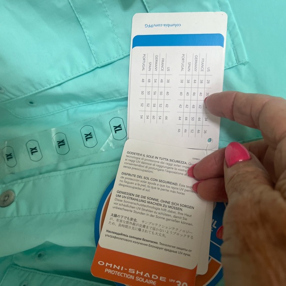 NWT COLUMBIA PFG Fishing Shirt men XL Omni Shade UPF 30 BAHAMA II Turquois shirt - Picture 8 of 16